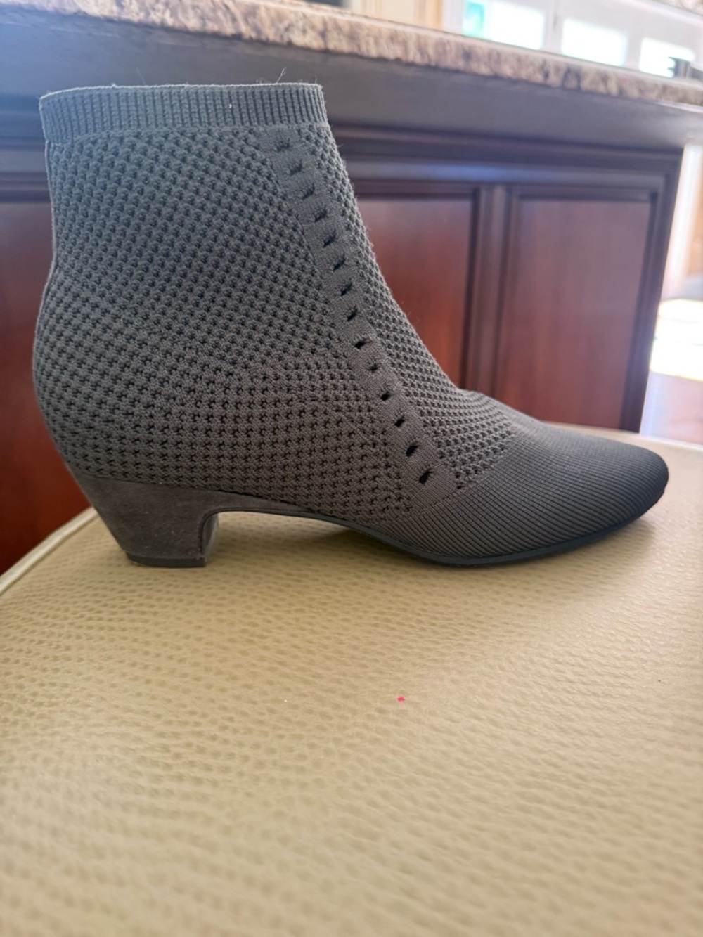Eileen Fisher Knit Stretch Ankle Bootie in Charcoal gray